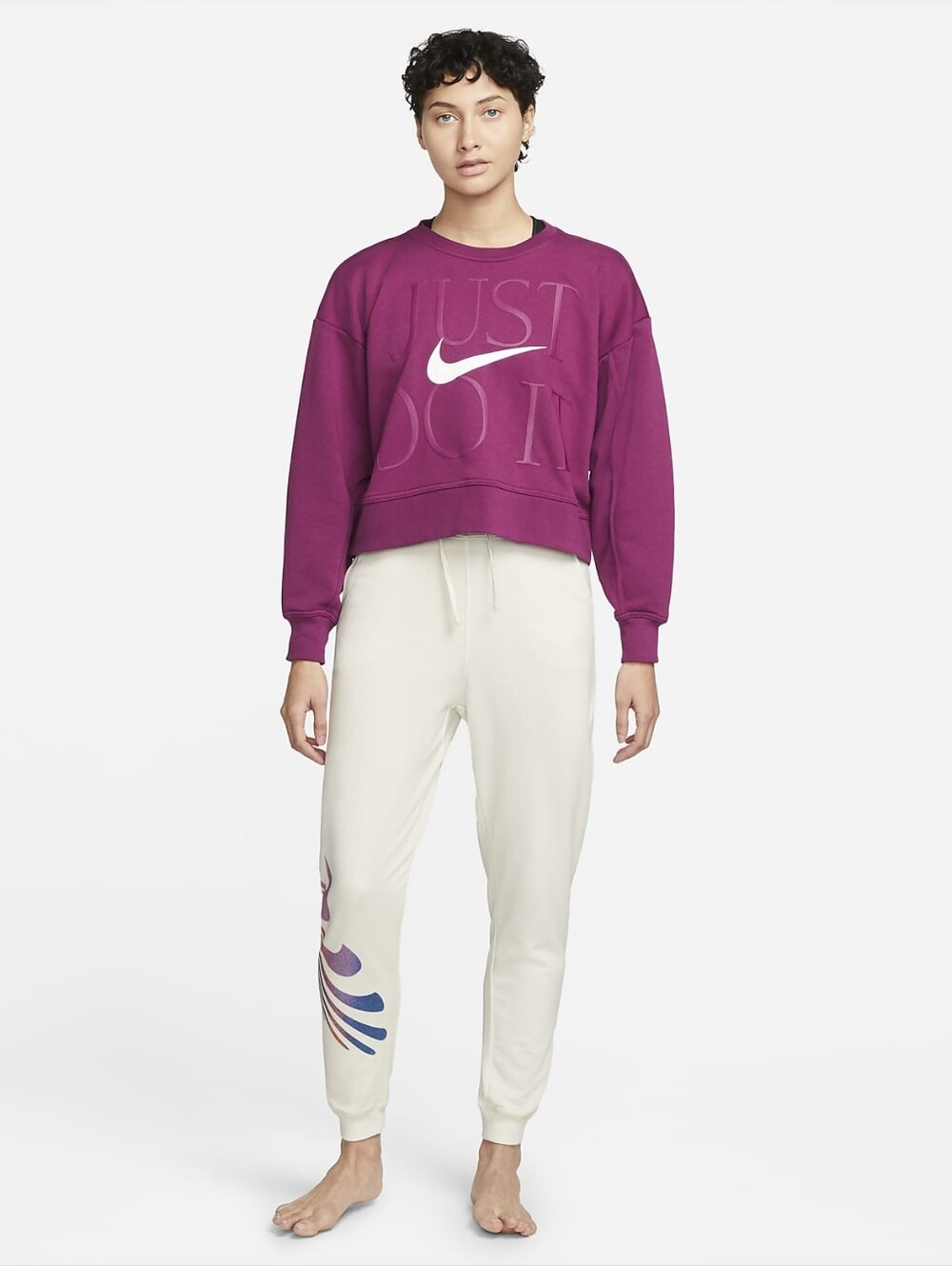 NWT Nike Yoga Luxe AIR 7/8 High Rise Fleece Joggers Ivory XL